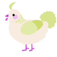 A cream and lemon chicken with a neck-speckle pattern