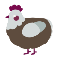A bark and silver chicken with a head pattern