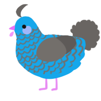 A sky and grey chicken with a lace pattern