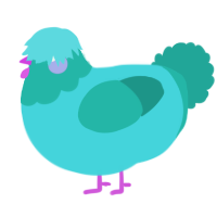 A aqua and turquoise chicken with a head pattern