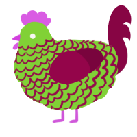 A grass and maroon chicken with a lace pattern