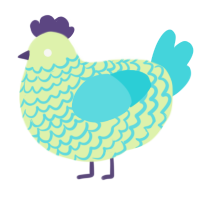 A apple and aqua chicken with a lace pattern