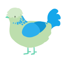 A gluppy and sky chicken with a neck-speckle pattern