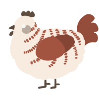 A cream and russet chicken with a half-bar pattern