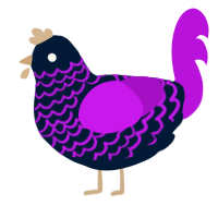 Eleanor, a tumblr and amethyst chicken with a head pattern