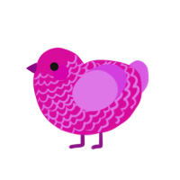A fuchsia and orchid chicken with a lace pattern