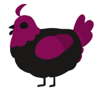 A sable and wine chicken with a head pattern