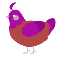 A red and plum chicken with a head pattern