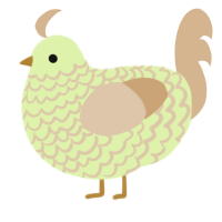 A apple and beige chicken with a lace pattern