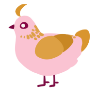 A rose and orange chicken with a neck-speckle pattern