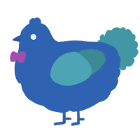 A ultramarine and turquoise chicken