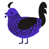 A indigo and sable chicken with a lace pattern
