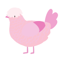 A rose and pink chicken with a lace pattern