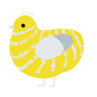A yellow and mist chicken with a bar pattern