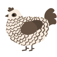 A cream and bark chicken with a lace pattern