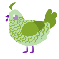 A gluppy and chartreuse chicken with a lace pattern