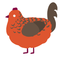 A vermilion and bark chicken with a half-lace pattern