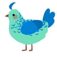 A mint and sapphire chicken with a half-lace pattern