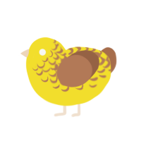 Ollie Yun, a yellow and brown chicken with a half-lace pattern