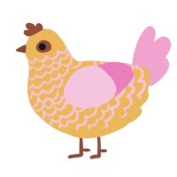 A honey and pink chicken with a lace pattern