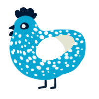 A cerulean and white chicken with a speckle pattern