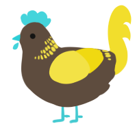 A bark and yellow chicken with a neck-band pattern
