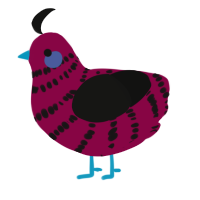 A maroon and black chicken with a bar pattern