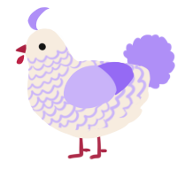 A cream and lilac chicken with a lace pattern