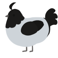 A mist and sable chicken with a head pattern