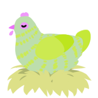 A gluppy and lime chicken with a bar pattern