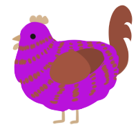 A amethyst and russet chicken with a bar pattern