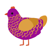 A plum and orange chicken with a lace pattern