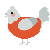 A vermilion and silver chicken with a head pattern