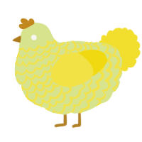 A lemon and yellow chicken with a lace pattern