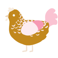 A ochre and rose chicken with a half-lace pattern