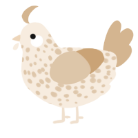 A cream and beige chicken with a speckle pattern