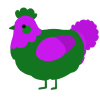 A leaf and amethyst chicken with a head pattern
