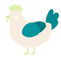 A cream and teal chicken