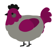 A ash and wine chicken with a head pattern