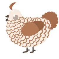 A cream and brown chicken with a lace pattern