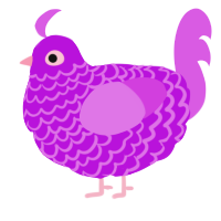 A amethyst and orchid chicken with a lace pattern