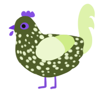 A olive and apple chicken with a speckle pattern