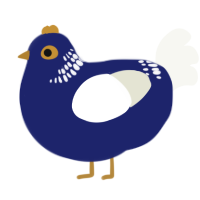 A navy and white chicken with a neck-band pattern