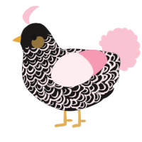 A sable and rose chicken with a double-lace pattern