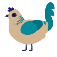 A beige and sea chicken with a neck-band pattern