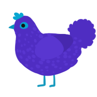 bongo, a indigo chicken with a speckle pattern