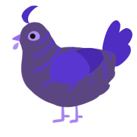 A overcast and indigo chicken with a half-bar pattern