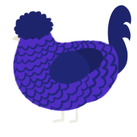 A indigo and navy chicken with a lace pattern