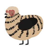 A beige and sable chicken with a bar pattern