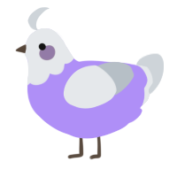 A lilac and mist chicken with a head pattern